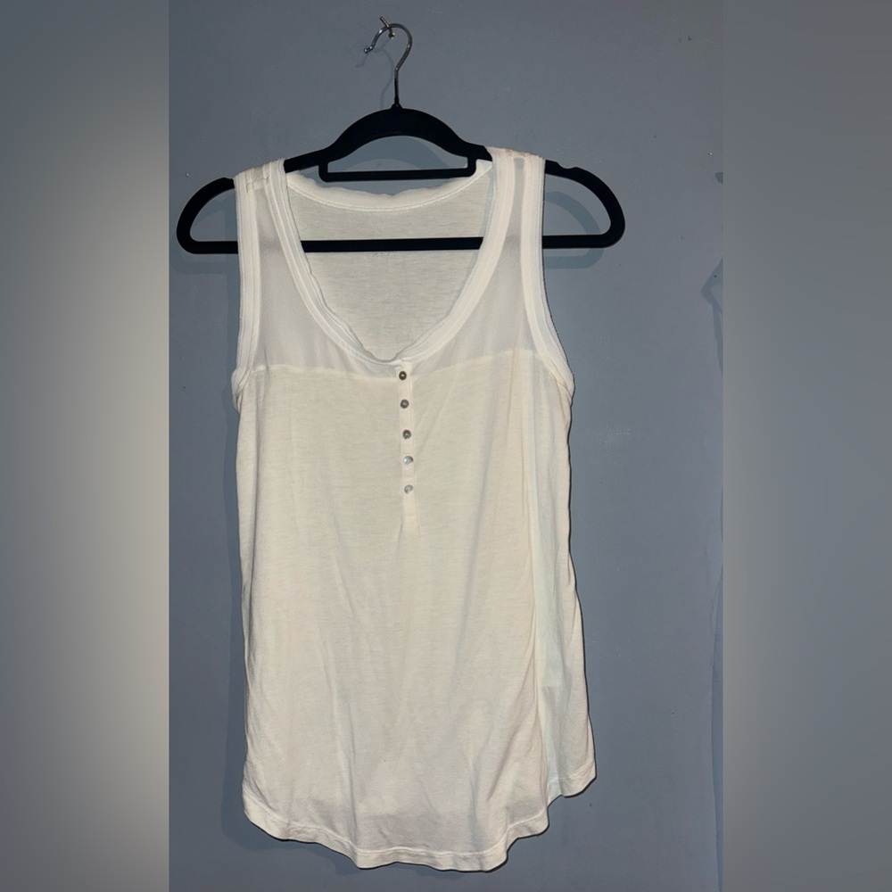 Merona White Sleeveless Henley Tank Top – Size Medium